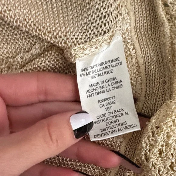 VINTAGE Y2K bebe Metallic Gold V-Neck Blouse - Picture 7 of 9